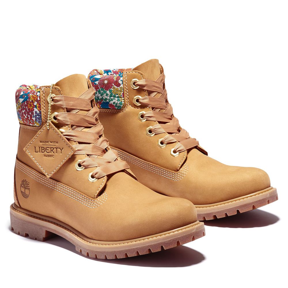 Timberland 6-Inch Μποτακια Γυναικεια Καφε - Premium Waterproof Made With Liberty Fabric - Greece 193